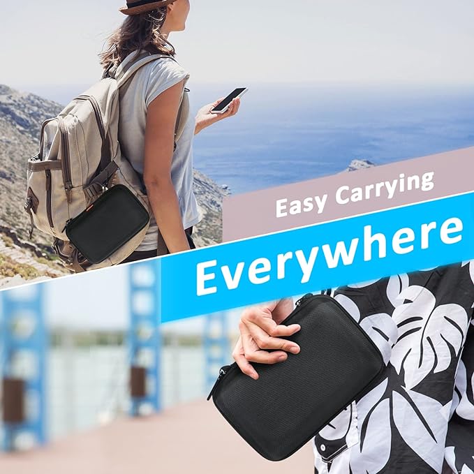 2 Colors Shockproof Hard Shell Carrying Case for GPS, External Hard Drive, Power Bank, Charger, Cable, Heart Monitor, Cell Phone, Electronic Accessories - Larger Capacity Storage Pouch Travel Bag