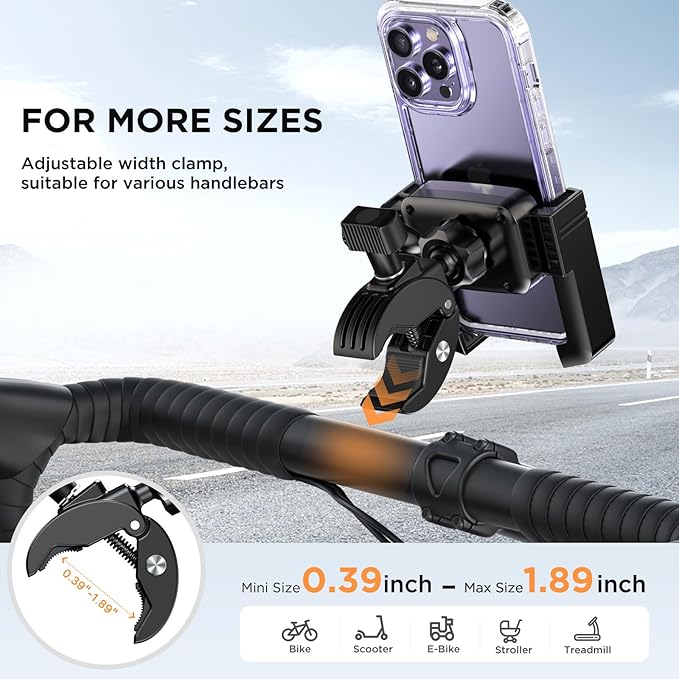 Miracase Bike Phone Holder, [Support Video Recording] Motorcycle Phone Mount, [Quick Lock] Bicycle Phone Mount Handlebar Cell Phone Clamp for Scooter, Friendly Compatible with iPhone Samsung