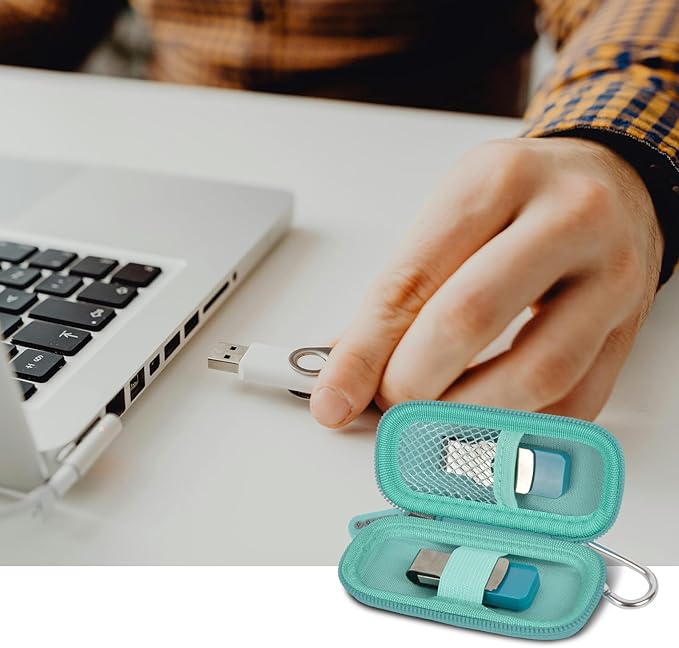 USB Flash Drive Case, SD Card Holder Compatible with Thumb Drive, Memory Cards, SDXC SDHC Storage Bag, Electronic Accessories Organizer for SanDisk for Samsung for Inland (Mint)