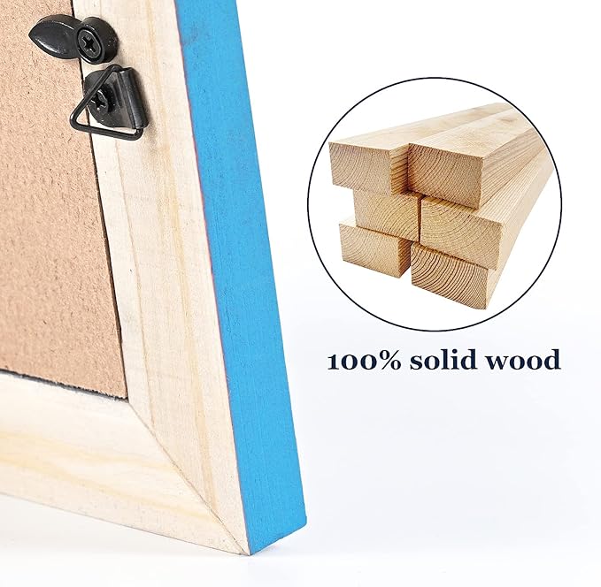 Rustic Wood 8 x 8 Picture Frame Wooden Square Blue Photo Frame with HD Glass Horizontal & Vertical Formats for Wall Mounting or Tabletop Display Gift Family Farmhouse Office Beach Gallery Home Decor