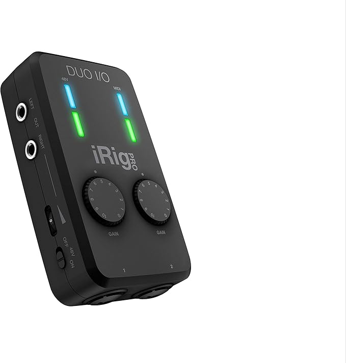 IK Multimedia iRig Pro Duo I/O USB audio interface, TRS balanced & headphones outputs, audio mixer to 24-bit, midi interface for music studio, recording, podcasting, streaming & social apps