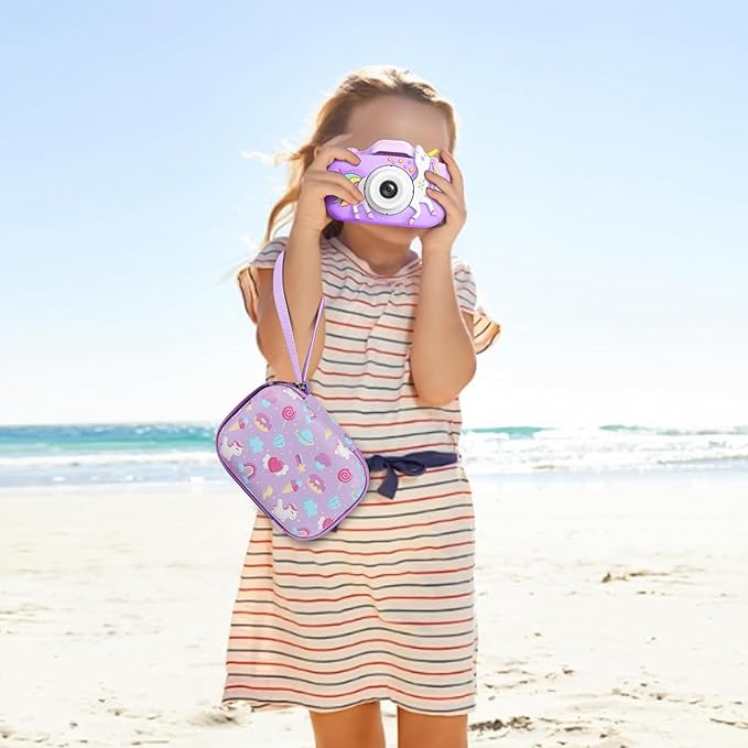 Leayjeen Kids Camera Case Compatible with Goopow/Dwfit/Slothcloud/Colofree/KIZJORYA Kids Camera Toys and Children Digital Video Camera,Best Christmas and birthday gifts-Purple Unicorn(Case Only)