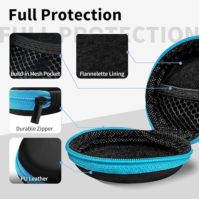 MOLOVA for Earphone Carry Case, 2-Pack Small Round Pocket Earbud Travel Carrying Case with Zipper for Smartphone Earphone, Wireless Headset, USB Cable, SD Cards Storage Bags, Masks and More