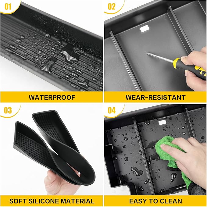 3PCS Center Console Organizer for 2022-2025 Chevy Chevrolet Silverado/GMC Sierra 1500, Armrest Insert Shifter Tray Gear Side Storage Box Accessories(Only Fits Full w/Bucket Seats)