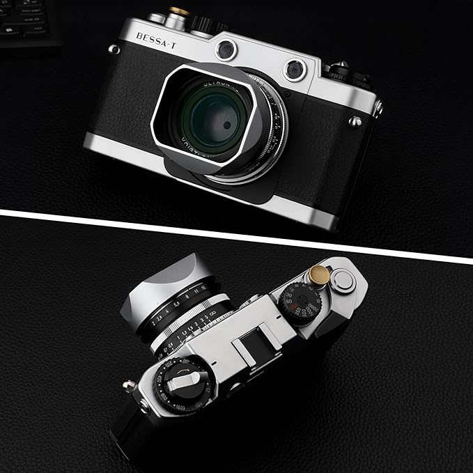 Haoge Square Metal Lens Hood for Voigtlander 35mm F2 35mm F1.5 28mm F2.0 Type I & II Ultron Aspherical Vintage Line Leica VM Mount Lens LH-VM13P-NS Silver Bayonet Design Replace LH-12 LH-4N