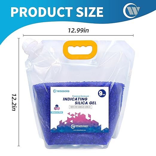 Net 27LBS Blue Indicating Silica Gel Beads Desiccants (Industry Standard 3-5 mm) - Reusable Desiccant Beads Silica Beads [Blue to Pink, 3 Packs of 9LBS]
