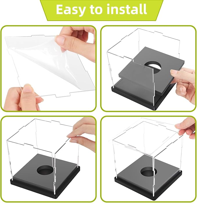 2PCS Softball Display Case Acrylic Clear Display Box Baseball Tennis Golf Protected Stand for Signed Memorabilia Large 12 Inch Sports Game Ball Storage Box