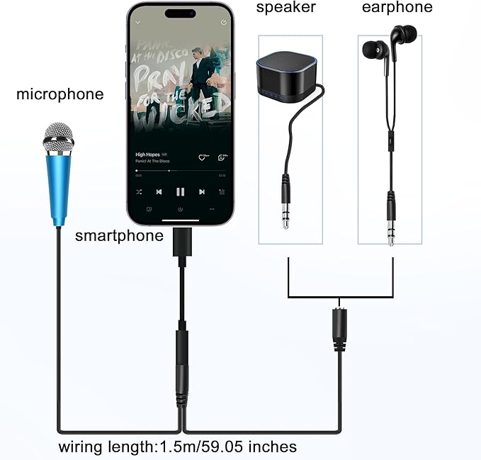 USB C Mini Microphone Karaoke, Portable ASMR Microphone for Android Phone/iPhone 15/Laptop/Mac, Wired Mic for Voice Recording, Singing, Interviews, Vlogs, YouTube, TIK Tok (Blue)