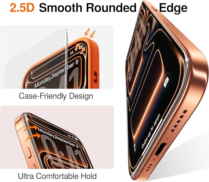SMARTDEVIL 2 Pack for iPhone 17 Pro Max Screen Protector Tempered Glass, HD Clear Film, Easy Installation, Dust-Free Box