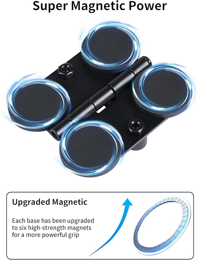 Selens Magnetic Fence Mount Live Streaming Kit for Mevo Start,Gopro, iPhone and Pocket Radar,Two 1/4'' Mount Points Camera Magnet Holder for Gamechanger at Baseballl,Softball Field