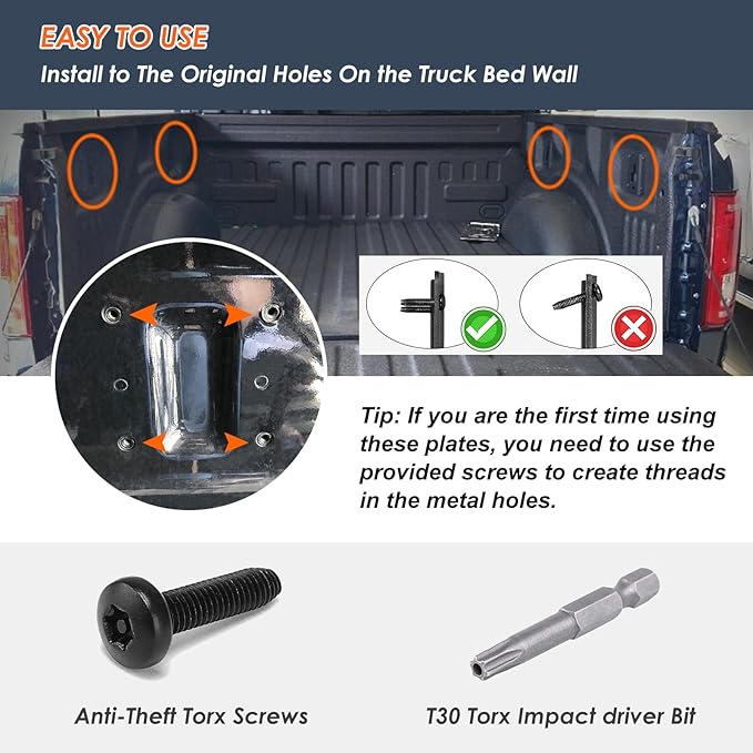4Pcs Truck Bed Tie Down Anchors Boxlink Plates Compatible with Ford F150 F250 F350 & Raptor 2015-2025 2026