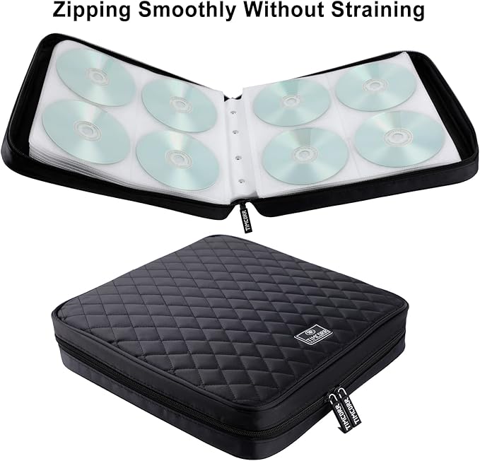 160 Capacity Black Plastic CD DVD Case Organizer with PVC Panel for Portable Storage and Travel