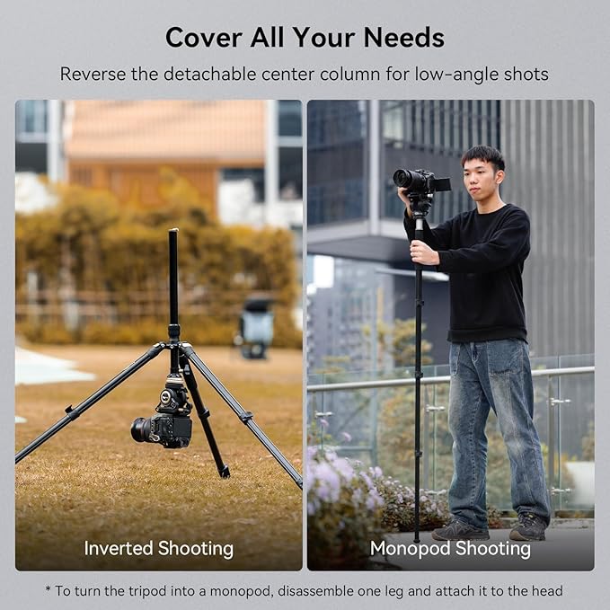 SmallRig CT210 Video Tripod, 75" Video Camera Tripod Monopod with +/-15° Leveling Base Fluid Head, Professional Camera Tripod Compatible with Video Camera, DSLR, Camcorder-4475