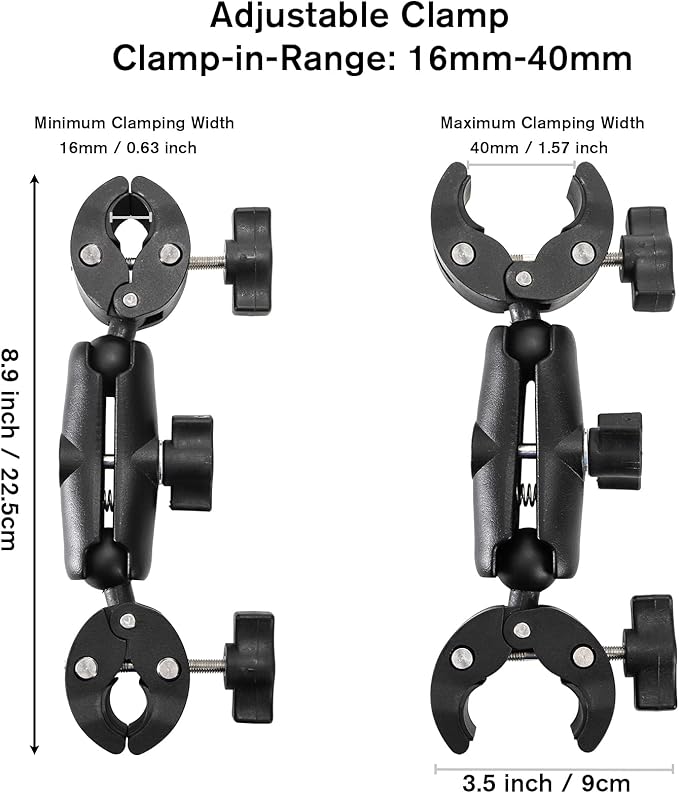 Foraineam Double Mount Camera Clamp Bracket, Umbrella Mount Motorcycle Bike Handlebar Clamps, Super Clamp Monitor Magic Arm, Crab Plier Clip for Desktop, Wagon, Selfie Stick, Photo Studio Light Stand