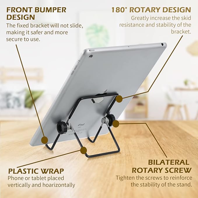 Kenning 24 Pack Book Stand, Foldable Picture Holders for Tables, 3.54'' X 5.12'' Metal Plate Stands for Display Photo Easel Cutting Board Record Frame Holder (Black)