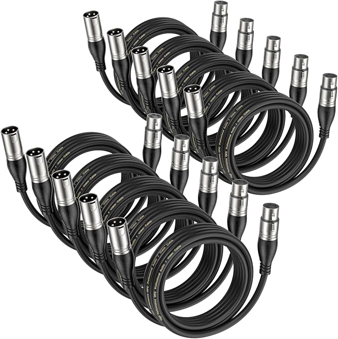 EBXYA XLR Cable 15ft 10 Packs - Premium Balanced Microphone Cable with 3-Pin XLR Male to Female Mic Speaker Cable, Black