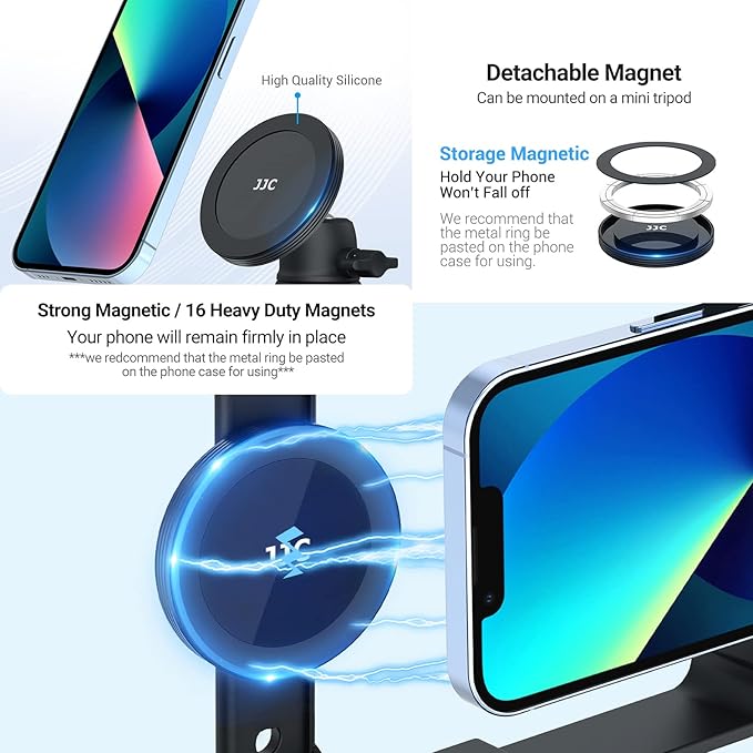 [Wireless Remote] Magnetic Smartphone Video Cage Rig for iPhone 16 15 14 13 12 Pro Max Mini & Magsafe Case,Universal Cell Phone Stabilizer Rig with 6 Cold Shoe Mounts,Phone Cage Rig for Filming