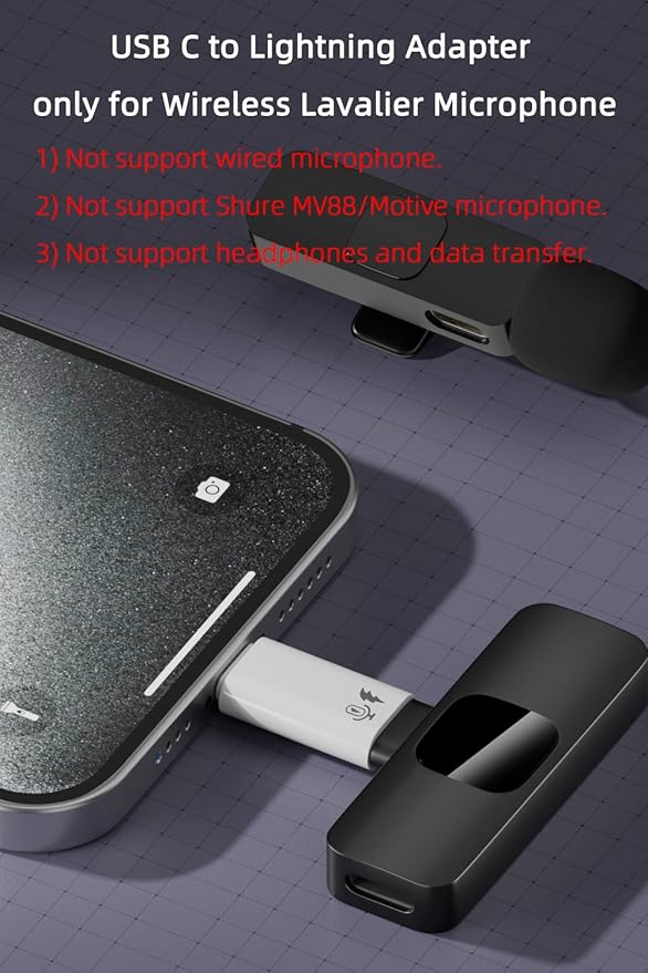 AreMe 2 Pack USB C to Lavalier Microphone Adapter (Not for Headphone/Data), Type C Male Converter for Wireless Lavalier Microphone, iPhone 17/16/15 Series, iPad Pro/Air