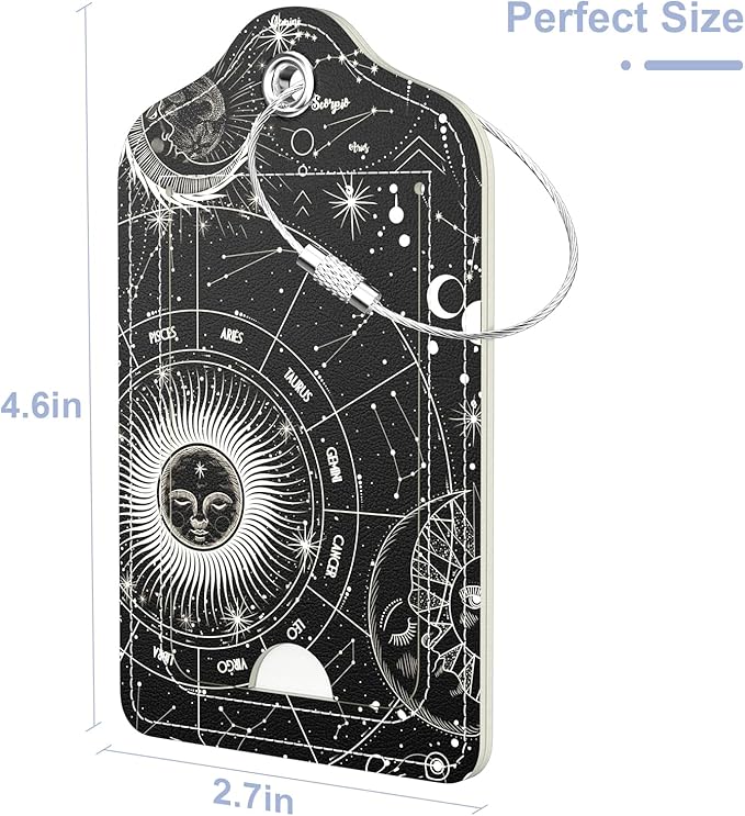 4 Pack PU Leather Luggage Tags for Suitcase, Travel Cruise Luggage Tag with Privacy Flap, Name ID Label and Metal Loop for Women Men Baggage Handbag School Bag Backpack, Ink Flower
