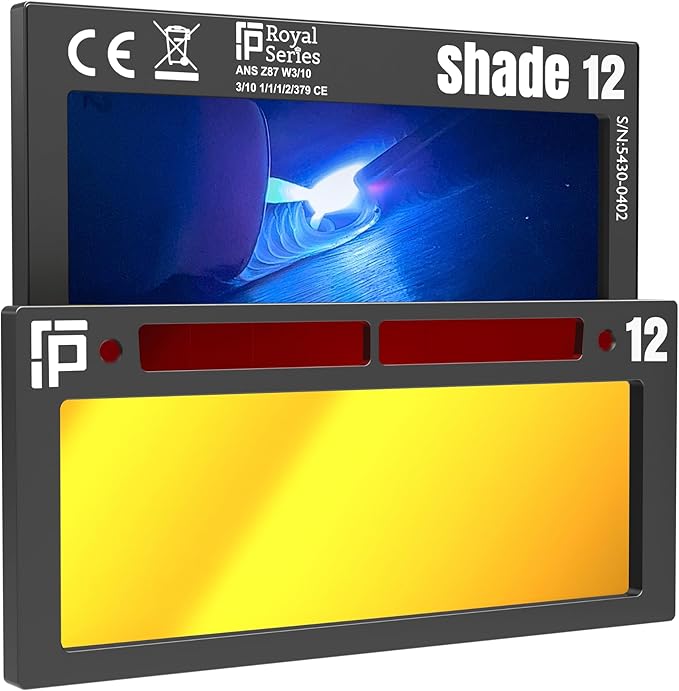 The King Single 2.0 | Shade 12 Gold Auto Darkening Welding Lens | 20A TIG Rating - No Flashing | 2" X 4.25" X 0.2" | Gold Welding Lens - Blue Puddle | Ridge Products Royal Series 2.0