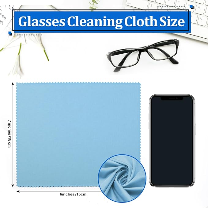 21 Pack Glasses Cleaning Cloths, 6"× 7"Large Eyeglass Cleaning Cloths, Premium Ultra-Soft Lens Wipes Cloth for Eyeglasses, Camera Lenses, Mobile Phones, Laptops, Television Screens - Color Mixing