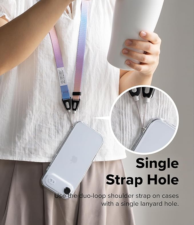 Ringke Shoulder Slim Strap [Adjustable Neck Lanyard Strap] [One-Touch Buckle] for Phone Case, Camera, Keys, and ID Badge