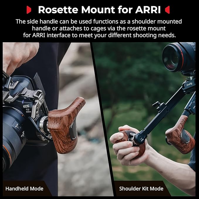 SmallRig Rotating Right-Side Wooden Handle for ARRI Rosette, Load Capacity to 15kg / 33lbs, Flexible Position Adjustment, Ergonomic Design & Anti-Slip Design