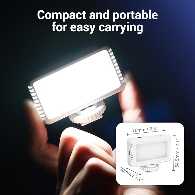 Kiwifotos Mini LED Video Light for Sony ZV-E10 II ZVE10 ZV-1F ZV1F ZV-1 II ZV1 Canon PowerShot V1 EOS R50 V & More Cameras, Flash Attachment Accessories for Vlog Shooting Record, Portable Rechargeable