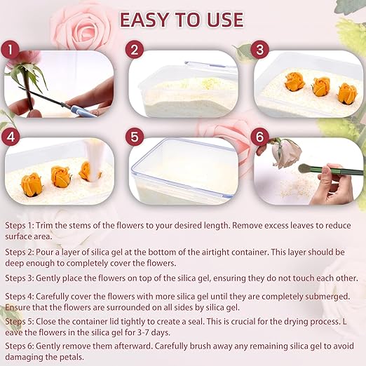 (NET 40 LBS) Silica Gel Flower Drying, Silica Gel Flower Drying Crystals, Color Indicating Flower Drying Silica, Reusable Silica Gel for Drying Flowers