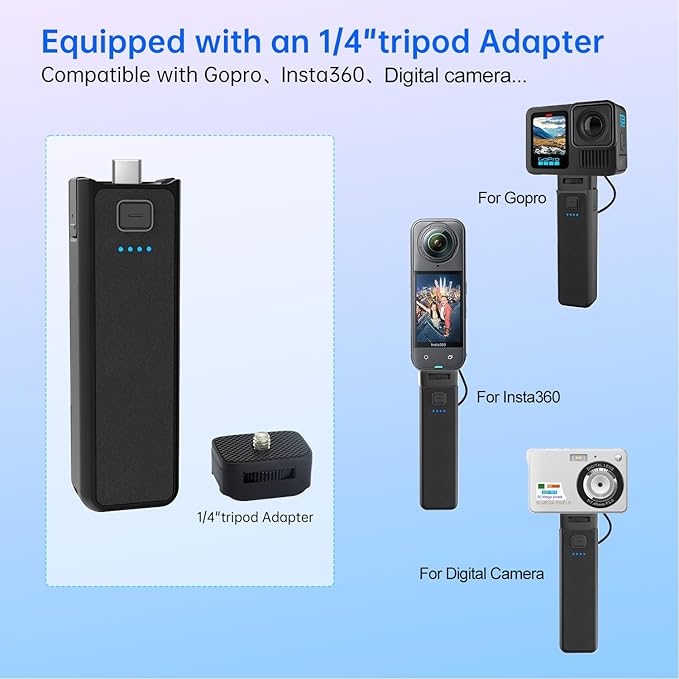 Suptig Handle Grip Battery Charger Battery Handle Built-in 5000mAh Battery Compatible for DJI Pocket 3, Xtra Muse Gopro, Insta 360, Akaso, Phone, Digital Camera