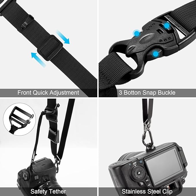 ARVOK Camera Strap - Adjustable Shoulder Strap with Wrist Strap for Nikon Canon Sony Fuji DSLR