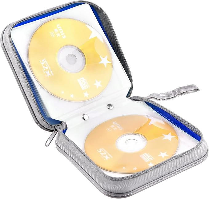 Bivisen CD Case, DVD Case Wallet Holder Binder 48 Capacity CD/DVD Cases Storage Holder Binder Organizer Wallet Book for Car Home Travel (Blue)