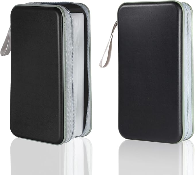YILAG CD Case DVD Storage 2 Pack,100 Capacity DVD Cases Holder CD Storage Case Holders Plastic CD DVD Disc Case Storage Wallet Binder for Car Home Office Travel (Black)