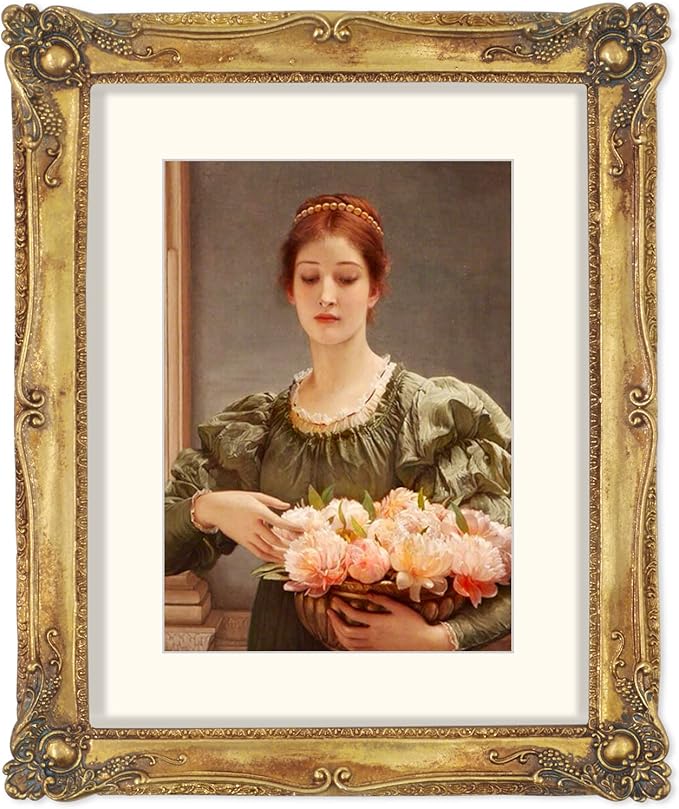 SIMON'S SHOP 11x14 Picture Frame Matted to 8x10 Photo, Vintage Gold Picture Frames 11x14 with Mat for 8x10 Artwork, Wall and Tabletop Display Poster Frames