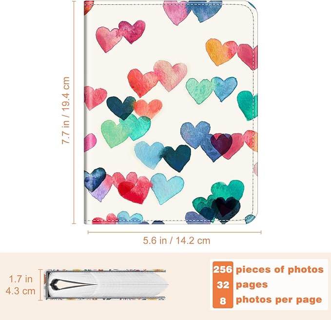 Fintie Instax Mini Photo Album Book for 2x3 Inch Films - 256 Pockets Small Albums for Fujifilm Instax Mini 12/11/99/40/EVO/SE/7+/LiPlay Instant Camera, Polaroid Pictures (Raining Hearts)