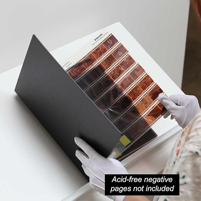 Acid Free Film Protector Storage Box Set 3 Ring Film Negative Binder for Standard 135 35mm 120 4x5 8x10 Negative Pages Film Bag(Black)