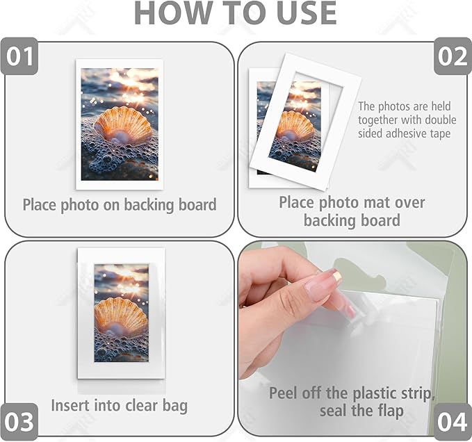 Golden State Art, Acid Free, Pack of 5, 4x6 White Picture Mats Mattes with White Core Bevel Cut for 3x5 Photo + Backing + Bags