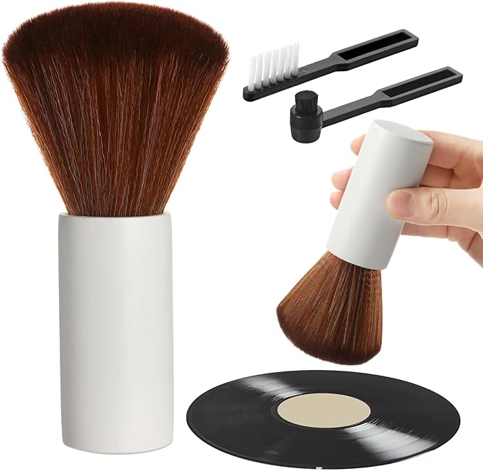 3 Pcs Vinyl Record Cleaning Brush Wooden Anti Static Dust Record Vinyl Cleaner Kit Player Accessories Gift for Music Lovers(Light Grey)