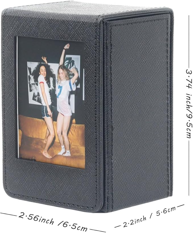 Orga'Neat Picture Holder Storage Case for Fujifilm Instax Mini Film 12/11/90/40/9/8/7/7+/EVO, PU Leather Photo Holder with Pocket Outside, up to 50 Photos (Black)