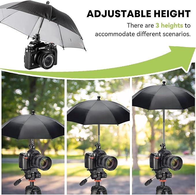 Generic Large Camera Umbrella Hot Shoe for Rain Sun 19inch, DSLR Camera Rain Cover Shade, Protector for Canon, Sony, Nikon, Fuji, Olympus, Ajustable Height & Angle, Black