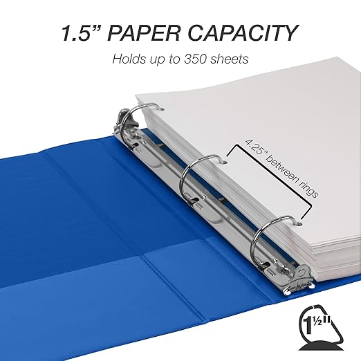 Samsill Durable 1.5 Inch Binder, Made in USA, D Ring Binder, FSC 100% Recycled Chipboard, Blueberry