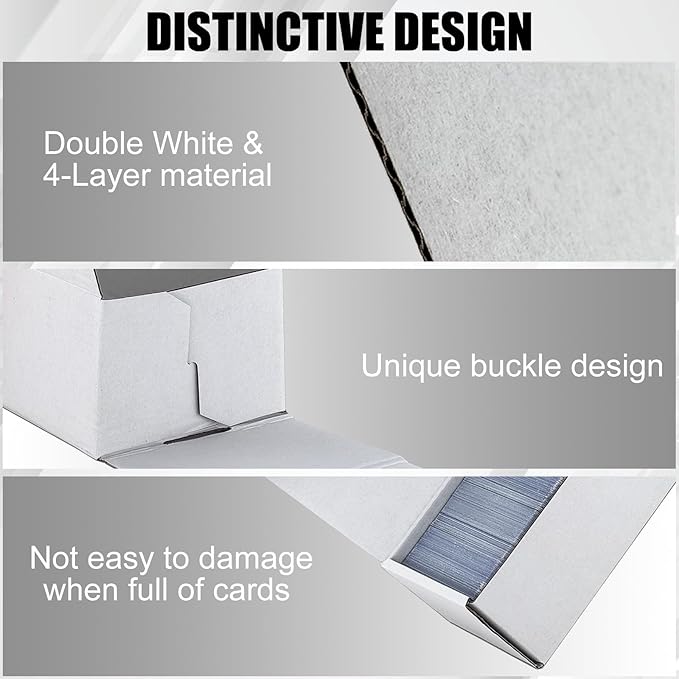 Trading Card Storage Box, 15-Pack 1100 Count White Corrugated Cardboard Bulk Sports Storage Box for TCG/Magic/Mtg Basketball Cards, Collectible Trading Cards