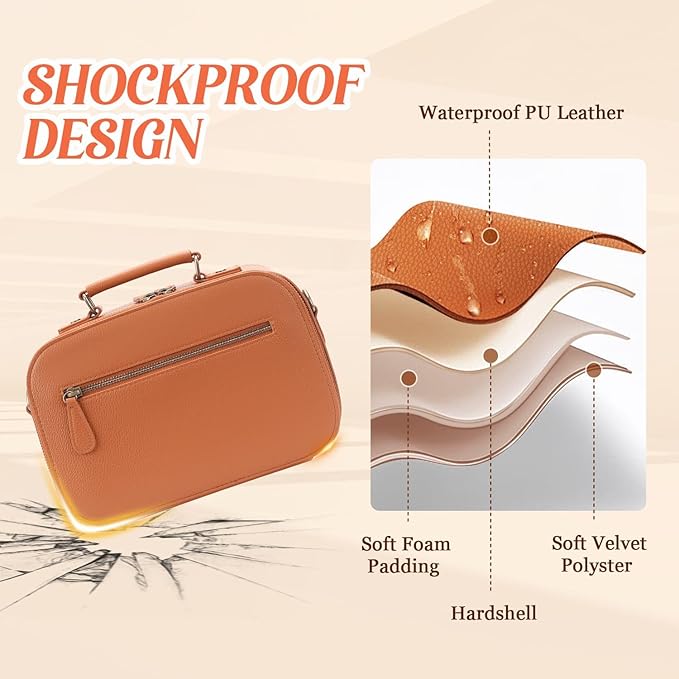 Camera Sling Bag, Waterproof PU Leather Crossbody Camere Bag for Photographers, Small Shockproof Case with Removable Dividers for DSLR/SLR/Mirrorless, 4L Brown