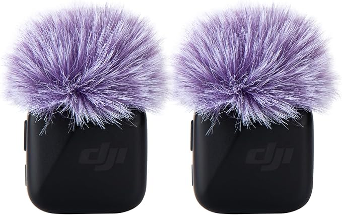 Microphone Windscreen for DJI Mic Mini - 2 Packs Furry Mic Wind Muff Cover Suitable for DJI Mini Reduce Wind Noise (Purple)