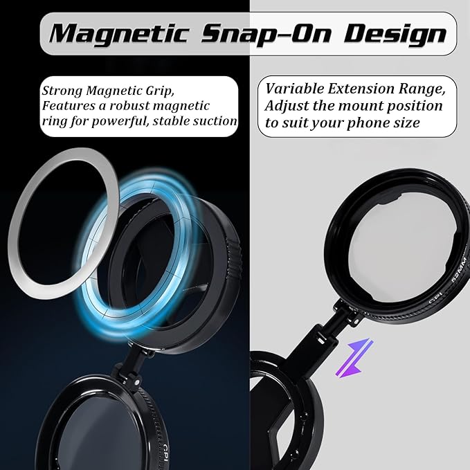 Anti-Glare Magnetic Phone Filter, Professional 52mm CPL Polarizing Filter, Reduces Reflections Enhances Colors, Magnetic Phone Camera Filter for Glass & Product Photography (2PCS)