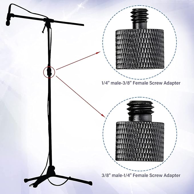 Aluminum Alloy 1/4 to 3/8 & 3/8 to 1/4 Camera Tripod Adapter - Male to Female Screw for Camera, Mount, Monitor