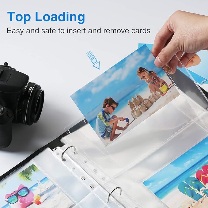Sooez 30 Pack 4x6 Photo Sleeves, Heavy Duty Photo Sleeves for 3 Ring Binder (for 120 Pictures), Plastic Photo Album Refill Pages, Clear Archival Photo Album Sleeve, Photo Pages Sheets