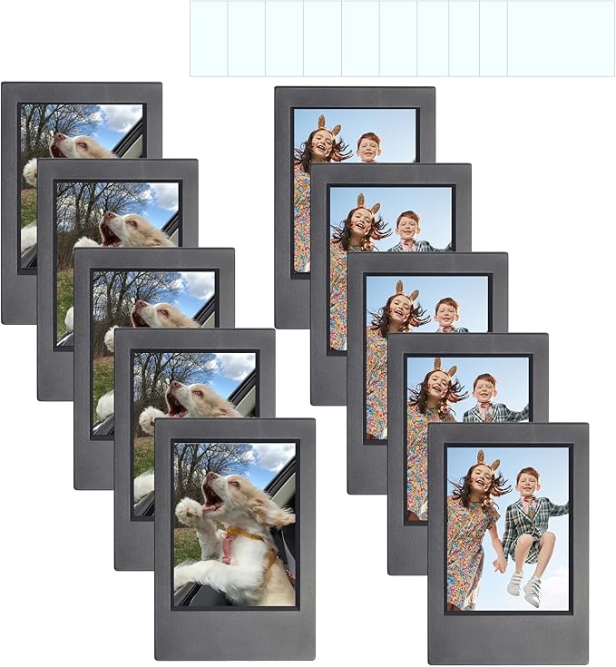 WOGOZAN 2x3 Mini Picture Frame for Fujifilm Instax Mini 12/11/99/41/40/SE/EVO Classic Polaroid Frames 2.15x3.4 Inches Photo Wallet Sized Picture Frame with Protective Film (Black) (10 Pack)