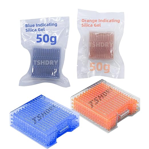 Blue Indicating Silica Gel Beads 1 Packs 50 Gram Desiccant Functional Hard Plastic Canister Dehumidifier Moisture Absorb Box Dryer for Camera Microscopes Telescopes