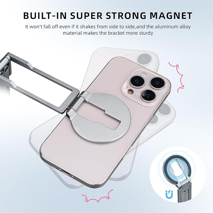 Ultra-thin Magnetic Phone Tripod Holder Mount Stand, MG-06 Air Mini Pocket Cell Phone Stand, Compatible with MagSafe for iPhone 17 16 15 14 13 12